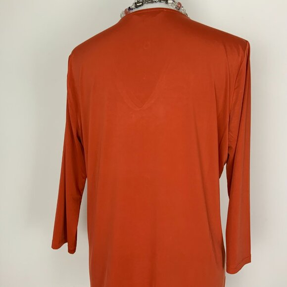 JEAN-PIERRE KLIFA PARIS V-Neck 3/4 Sleeve Top Orange/ Rust Color Size XL - Picture 10 of 16